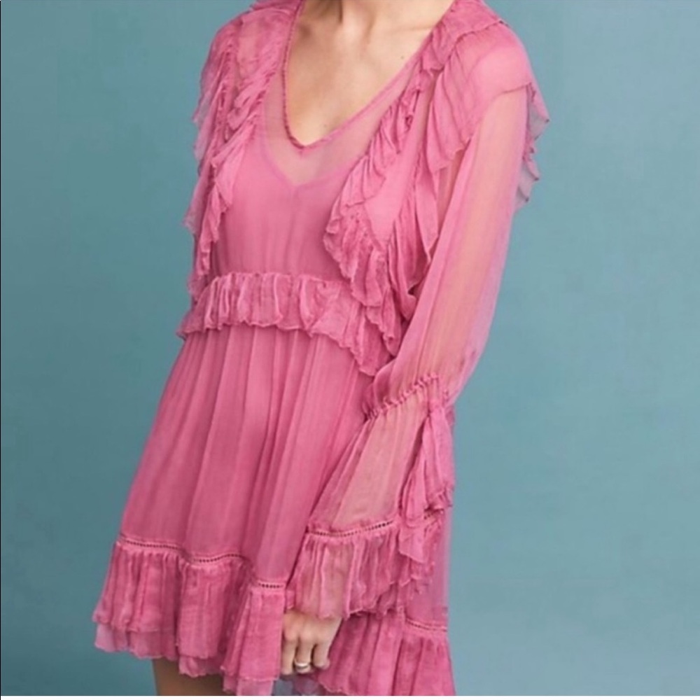 Love Sam | Juliet Pink Ruffle Mini Dress | M - Picture 2 of 7